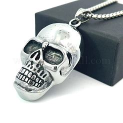 Punk Retro 304 Stainless Steel Skull Pendant Necklaces for Women Men&nbsp;SH9006