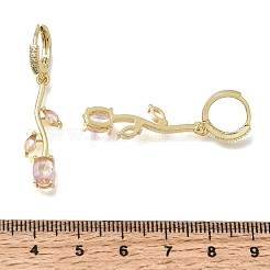 Brass Micro Pave Cubic Zirconia Hoop Earrings&nbsp;CU-CBA108A-14G-06