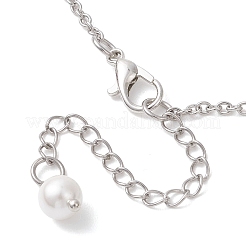 Shell Pearl White Round Pendant 304 Stainless Steel Cable Chain Necklaces for Women&nbsp;NJEW-JN05760-01