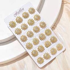 Brass Micro Pave Clear Cubic Zirconia Stud Earrings&nbsp;EJEW-D305-08G