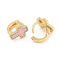 Cross Real 18K Gold Plated Brass Hoop Earrings&nbsp;EJEW-L269-072G