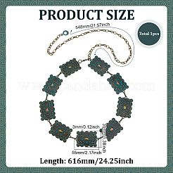 Zinc Alloy & Iron Carved Rectangle Link Chain Belts for Women&nbsp;AJEW-WH0695-243