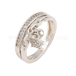 Brass Micro Pave Cubic Zirconia Finger Rings for Women&nbsp;CU-CBA0A21-03P