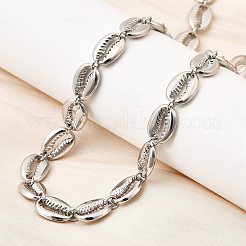 Ocean Beach 304 Stainless Steel Shell Shape Link Chain Necklaces for Women&nbsp;STAS-H258-01P