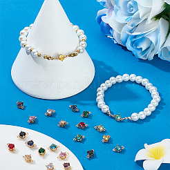 24Pcs 12 Colors Brass Pave Cubic Zirconia Connector Charms&nbsp;KK-WR0001-77
