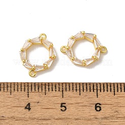 Rack Plating Brass Pave Clear Cubic Zirconia Ring Connector Charms&nbsp;KK-H487-11G