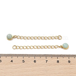 Ion Plating(IP) 316 Surgical Stainless Steel Curb Chain Extender with Natural Amazonite Round Charm High Polished&nbsp;STAS-A097-01G-02