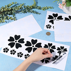 4 Sheets 2 Colors Flower PVC Waterproof Car Stickers&nbsp;DIY-GF0008-94B