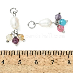 Natural Agate(Dyed & Heated) & Cultured Freshwater Pearl Pendants&nbsp;PALLOY-JF05296-02