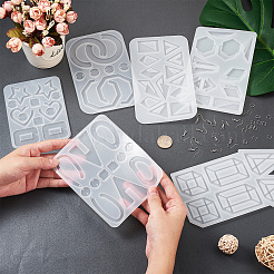 6Pcs DIY Geometry Earrings Silicone Resin Casting Molds&nbsp;DIY-CD0001-27