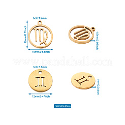 24Pcs 304 Stainless Steel Pendants&nbsp;STAS-TA0001-30G