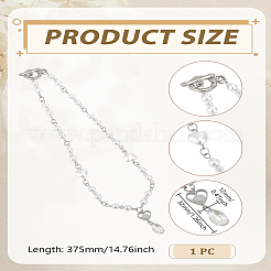1Pc ABS Imitation Pearl & Glass Seed Beads & Alloy Round Heart Link Chain Acrylic Teardrop Pendant Necklaces for Women&nbsp;NJEW-LP0007-34