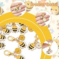 10Pcs 2 Styles Alloy Enamel Bee with Flower Pendant Decorations&nbsp;HJEW-FS00061
