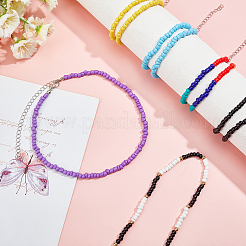 15Pcs 15 Styles Round Glass Seed Beads Choker Necklaces&nbsp;NJEW-AR0001-01