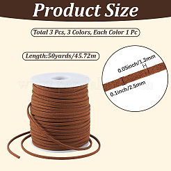 3 Rolls 3 Colors Flat Faux Suede Cord&nbsp;OCOR-CL0001-07