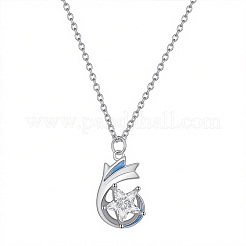 Brass Pave Clear Cubic Zirconia Star Pendant Necklaces for Women&nbsp;WG7E358-01