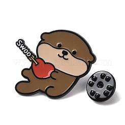 Bank Beaver with Word Swoo & Heart Shape Arrow Enamel Pins&nbsp;JEWB-K019-02B-EB