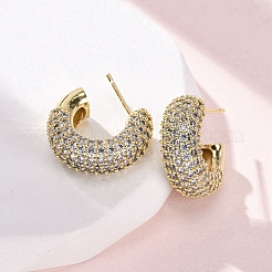 Brass Micro Pave Clear Cubic Zirconia Stud Earrings&nbsp;EJEW-F373-08G