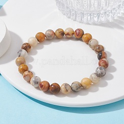 Natural Crazy Agate Round Beaded Stretch Bracelets&nbsp;BJEW-TA00410-03
