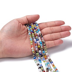 Handmade Millefiori Glass Round Bead Strands&nbsp;LAMP-J038-6mm-M