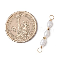 Natural Cultured Freshwater Pearl Rice Beaded Connector Charms&nbsp;PALLOY-JF03703