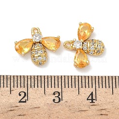 Brass Micro Pave Cubic Zirconia Bee Charms&nbsp;KK-A281-23G-02