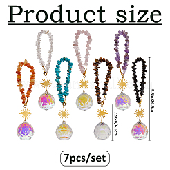 7Pcs Natural & Synthetic Gemstone Chips Beads Car Pendant Decorations&nbsp;HJEW-FH00230