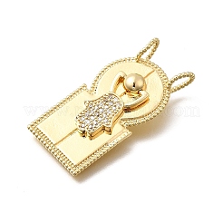 Brass Micro Pave Cubic Zirconia Pendants&nbsp;KK-Z125-30G