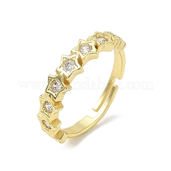 Adjustable Brass Micro Pave Cubic Zirconia Finger Rings&nbsp;RJEW-C163-16G
