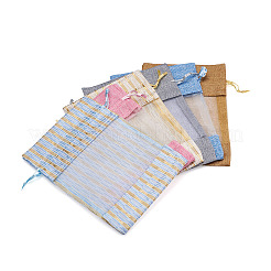 30Pcs 6 Colors Cotton & Organza & Burlap Packing Pouches Drawstring Bag&nbsp;ABAG-MB0001-09