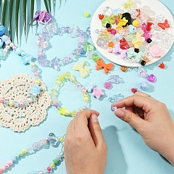 DIY Heart & Flower & Round Acrylic Beads & Alloy Keychain Making Kits&nbsp;DIY-YW0010-88