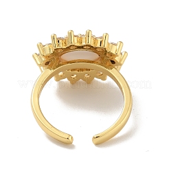 Cubic Zirconia Sun with Evil Eye Open Cuff Ring with Acrylic&nbsp;RJEW-B042-06G-03