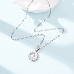 304 Stainless Steel Flower Pendant Cable Chain Necklaces for Men Women&nbsp;NJEW-K308-05E-P