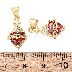 Brass Micro Pave Cubic Zirconia Pendants&nbsp;KK-K408-51G-01