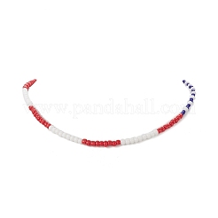 Independence Day Glass Beaded Necklace with 304 Stainless Steel Clasp for Women&nbsp;NJEW-TA00064
