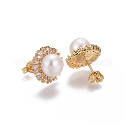Brass Micro Pave Cubic Zirconia Stud Earrings&nbsp;EJEW-L224-07G