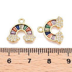 Brass Micro Pave Clear Cubic Zirconia Pendants&nbsp;KK-T073-27G