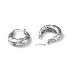 Rack Plating Brass Hollow Star Hoop Earrings for Women&nbsp;EJEW-G342-12P