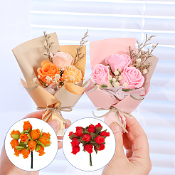 10Pcs 10 Colors Cloth Simulation Flower 12 Heads A Bouquet Roses&nbsp;AJEW-CA0003-70
