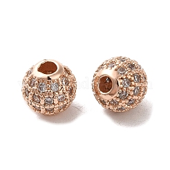 Rack Plating Brass Pave Cubic Zirconia Beads&nbsp;KK-D100-08RG