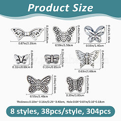 304Pcs 8 Styles Tibetan Style Alloy Beads&nbsp;FIND-FH0017-50
