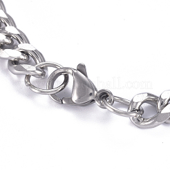Tarnish Resistant 304 Stainless Steel Curb Chain ID Bracelets&nbsp;BJEW-G631-04P