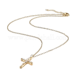 Brass Micro Pave Clear Cubic Zirconia Pendant Necklaces&nbsp;NJEW-H100-13G