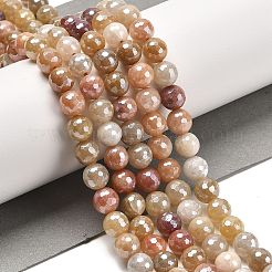 Electroplated Natural Golden Silk Jade Round Beads Strands&nbsp;G-L598-A07-02