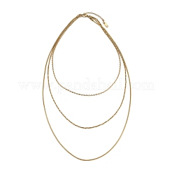 304 Stainless Steel Snake Chain 3 Layer Necklaces for Women&nbsp;NJEW-A057-02D-G