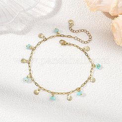 Ocean Natural Shell Chip and 304 Stainless Steel Shell Shape Tassel Paperclip Chain Necklaces for Women&nbsp;AJEW-AN00810