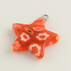 Handmade Millefiori Glass Pendants with Platinum Plated Iron Findings&nbsp;LK-R005-12