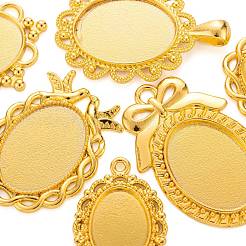 5Pcs 5 Style Alloy Pendant Cabochon Settings&nbsp;FIND-FS0001-05G