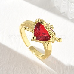 Brass & Glass Cuff Open Rings for Women&nbsp;KK-CBA760A-01B-G