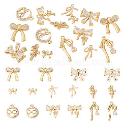 16Pcs 8 Styles Brass Micro Pave Clear Cubic Zirconia Pendants&nbsp;KK-TA0001-89